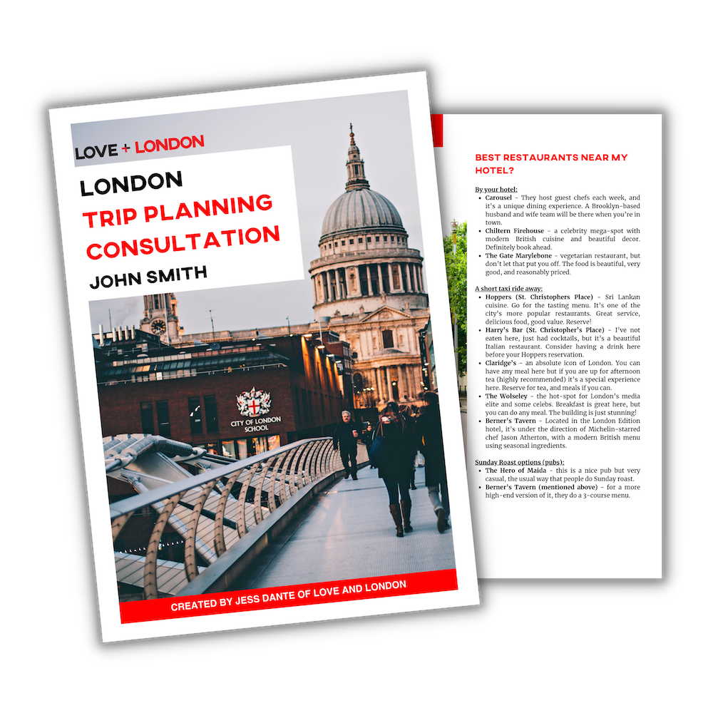 London Trip Planning Consultation - Love and London